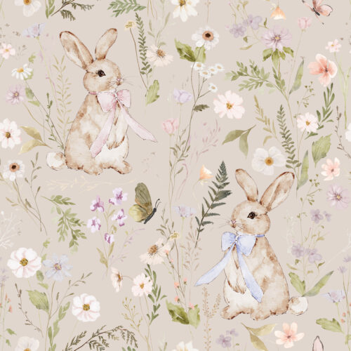 Hip Kid Design - Bunny Bloom on Light Sisal
