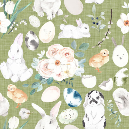 Hip Kid Design - Bunny Trail on Mossy Linen