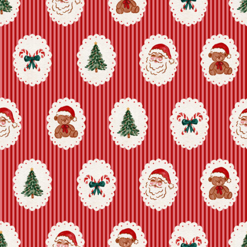 Vivie & Ash - Cameo Christmas Bear Red Stripe