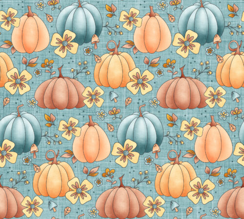 Krystal Winn - Candy Corn Harvest Pumpkin Floral Blue