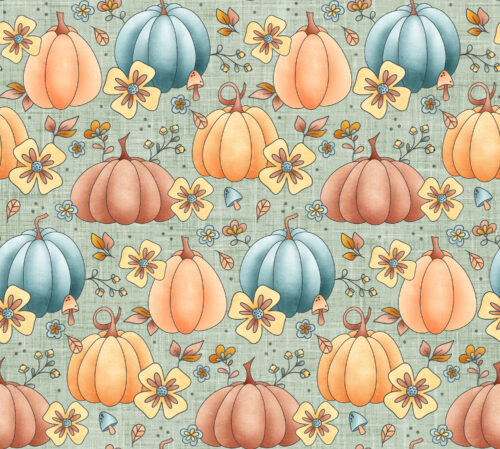 Krystal Winn - Candy Corn Harvest Pumpkin Floral Light Green