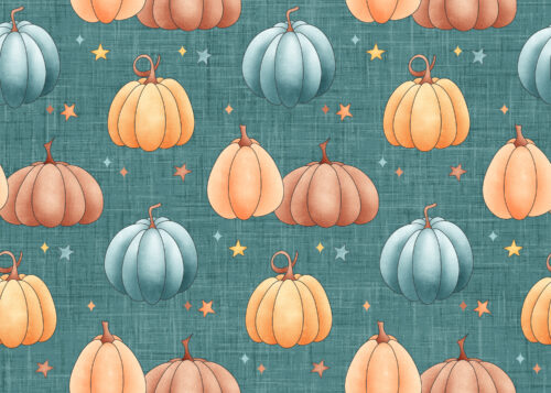 Krystal Winn - Candy Corn Harvest Pumpkins Teal