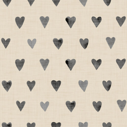 Hip Kid Design - Charcoal Hearts on Bone Linen