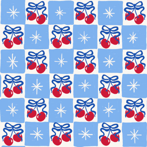 Vivie & Ash - Cherry Bow Star Checker Rwb