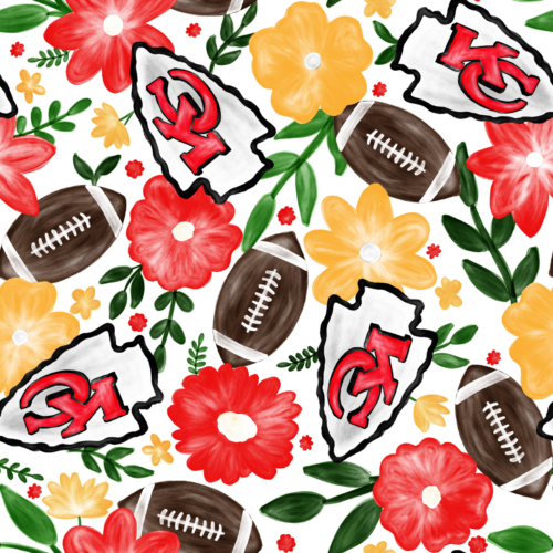 Chiefs Watercolor Football Floral