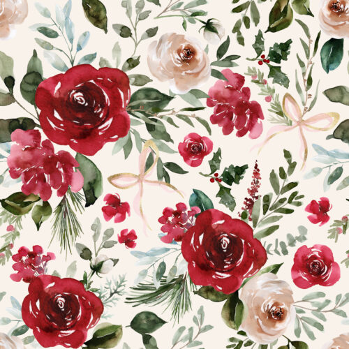 Hip Kid Design - Christmas Bloom Floral on Off White