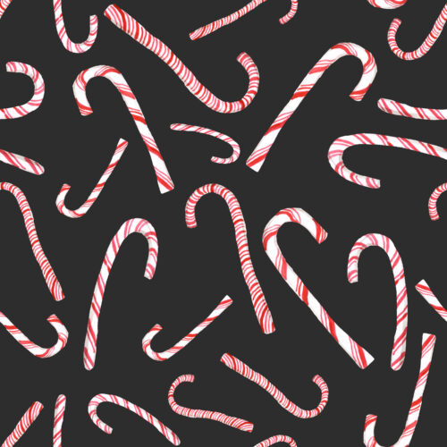 Hip Kid Design - Christmas Candy Canes on Charcoal Black