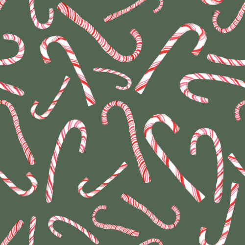 Hip Kid Design - Christmas Candy Canes on Forest Olive