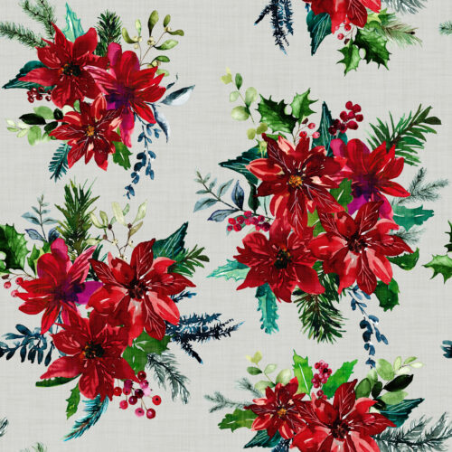 Hip Kid Design - Christmas Cheer Florals on Soft Gray