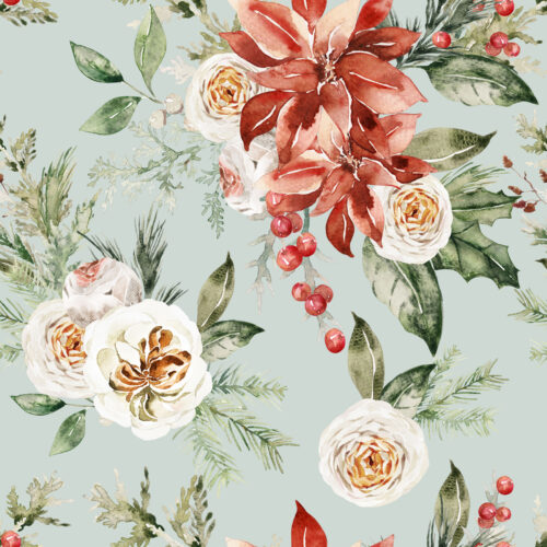 Hip Kid Design - Christmas Flora on Sea Mist