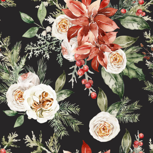 Hip Kid Design - Christmas Flora on Vintage Black