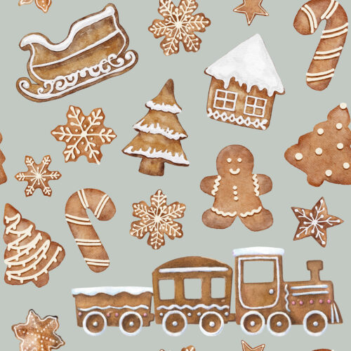 Hip Kid Design - Christmas Gingerbread Cookies on Sage Gray