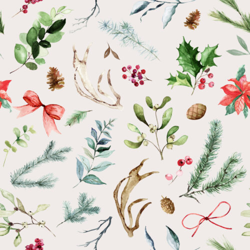 Hip Kid Design - Christmas Greenery on Silver Rust