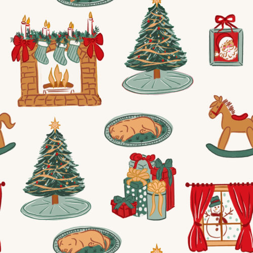 Vivie & Ash - Christmas Living Room Brown Green Red