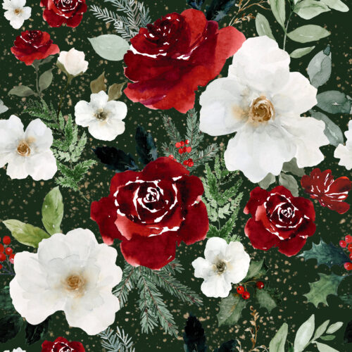 Hip Kid Design - Christmas Roses and Florals on Pine