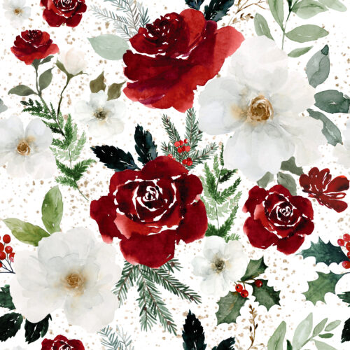 Hip Kid Design - Christmas Roses and Florals on White