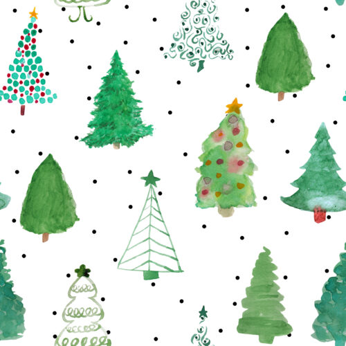 Hip Kid Design - Christmas Trees Linen with Black Dots