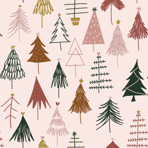 Hip Kid Design - Christmas Trees on Blush