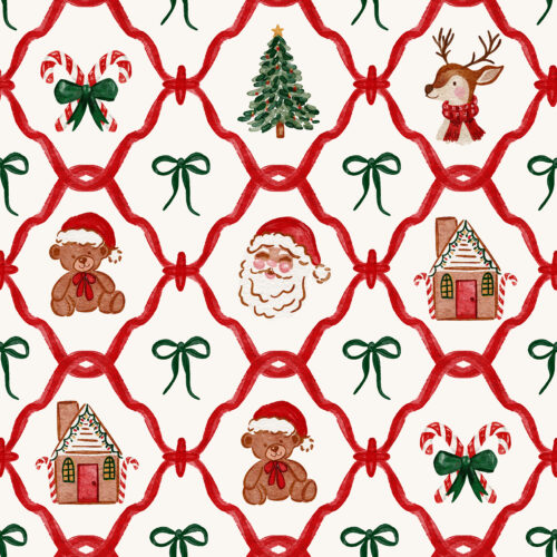 Vivie & Ash - Christmas Trellis Santa Off White