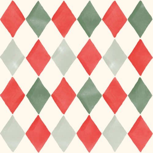 Christmas Watercolor Argyle bright