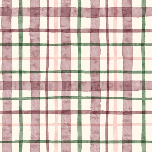 Christmas watercolor plaid boysenberry green