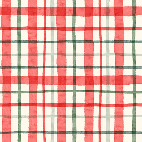 Christmas watercolor plaid bright