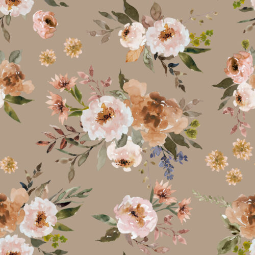 Hip Kid Design - Cider and Blush Fall Florals on Soft Cocoa