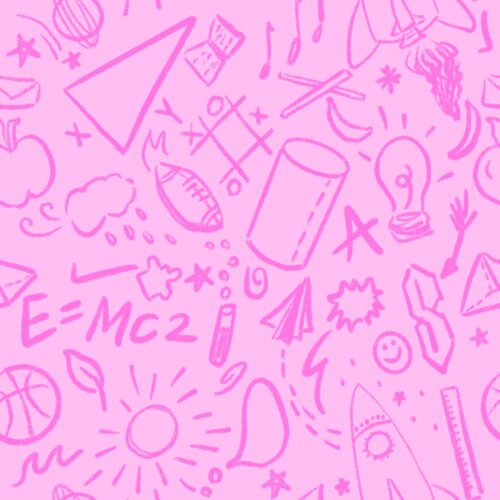 Class Doodles In Pop Of Pink Light