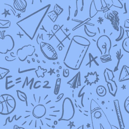 Class Doodles In School Blue