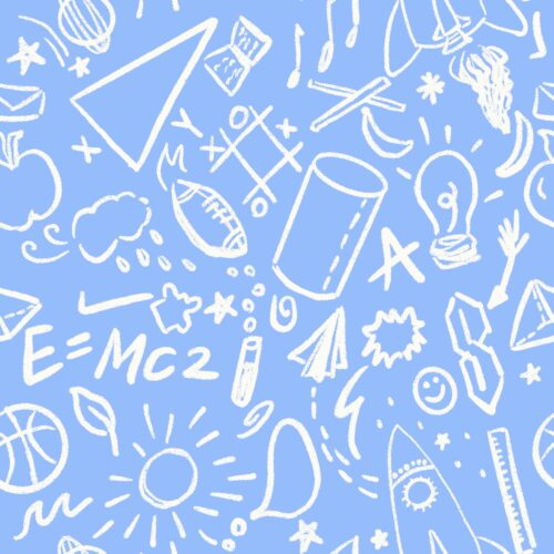 Class Doodles In School Blue Light