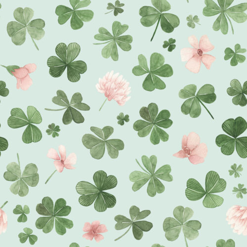 Hip Kid Design - Clovers and Florals on Sea Mist
