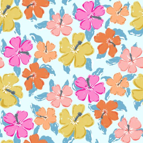 Lindsay Anne - Coastal Blooms Lt Blue Blue And White Leaves