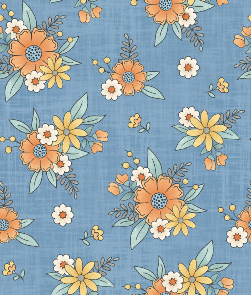 Krystal Winn - Construction Crew Floral Blue