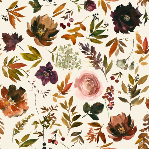 Hip Kid Design - Copper Autumn Florals on Spanish Cream