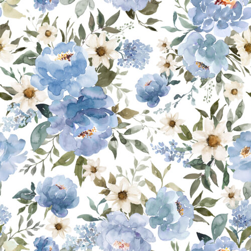 Hip Kid Design - Cottagecore Blue Peonies and Daisies
