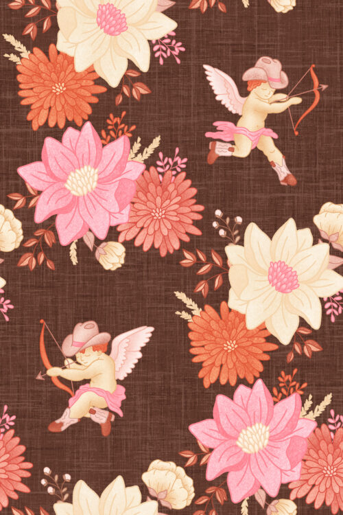 Krystal Winn - Cowboy Valentine Cupid Floral Brown