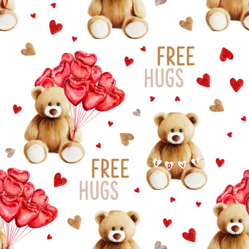 Hip Kid Design - Cute Teddy Bear and Hearts