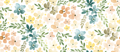 Sara Swanson - Ditsy Floral Aqua Flowers On White Large