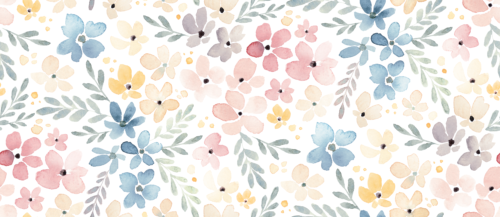Sara Swanson - Ditsy Floral Faded Blue Pink On White Large