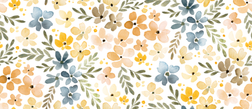 Sara Swanson - Ditsy Floral Orange Flowers On White Large