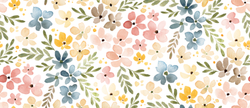 Sara Swanson - Ditsy Floral Pink Flowers On White Large