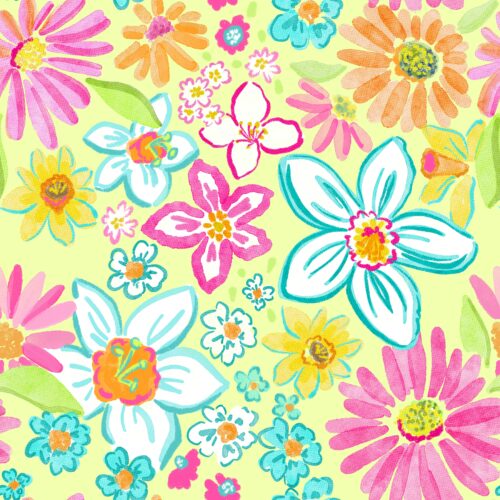Lindsay Anne - Daffies And Daisies Lime Green