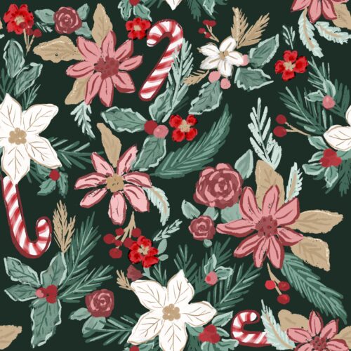 Lindsay Anne - Dark Green Candy Cane Floral