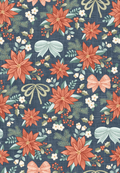 Krystal Winn - Dear Santa Bow Floral Navy