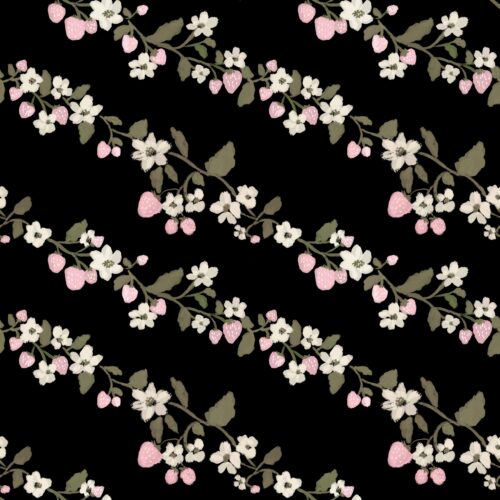 Lindsay Anne - Diagonal Strawberry Vine Blk And Pink