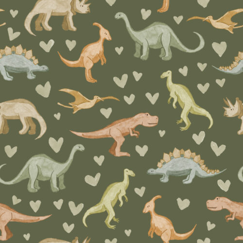 Dinosaur hearts neutral dark green