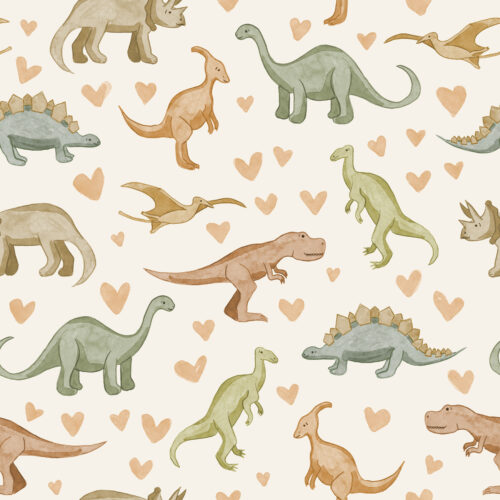Dinosaur hearts neutral gold soft white