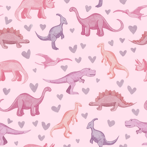 Dinosaur hearts purple light pink