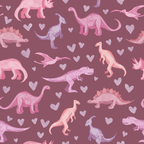 Dinosaur hearts purple mulberry