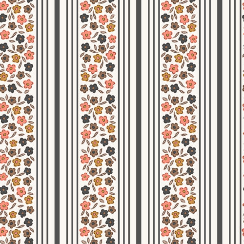 Vivie & Ash - Ditsy Floral Vertical Stripe Orange And Black